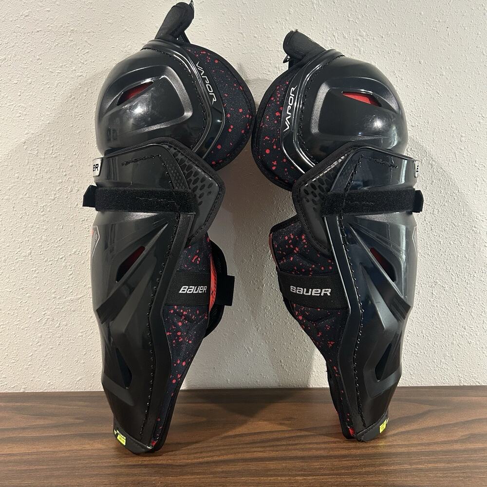 Bauer Vapor XE Shin Guards Senior Size 15 SR 15” Hockey Leg Protection Black Red - Picture 13 of 13